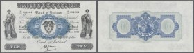 Northern Ireland: 10 Pounds 1942 P. 53b, Bank of Ireland, only light folds in paper but pressed, still crispness in paper, no holes or tears, clean pa...