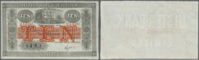 Northern Ireland: 10 Pounds 1933 P. 308, Ulster Bank Limited, strong paper with original colors, but pressed, no holes or tears, condition: F to F+.
