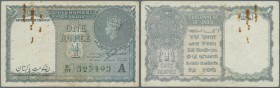 Pakistan: Government of Pakistan 1 Rupee 1940 (1948) overprint ”Government of Pakistan” on INDIA P-25, used condition with rusty stains and tiny holes...