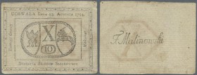 Poland: 10 Groszy 1794, P.A9 with watermark ”X”, toned paper with a few spots. Condition: F+
