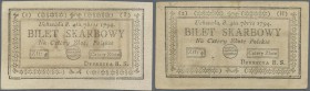 Poland: pair of the 4 Zlote 1794, P.A11, one with series ”1 I” and large signature on back and the other one with series ”2 H” and small signature. Bo...