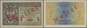Poland: 1/2 marki Polskiej 1917 SPECIMEN, P.1s, excellent condition with lightly toned paper and parts of thin paper at right border on back. Conditio...
