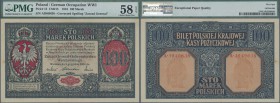 Poland: 100 Marek 1916 with text ”Zarzad General”, one of the best conditions ever seen of this note, just a few minor spots and lightly toned paper, ...