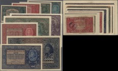 Poland: Huge lot with 33 Banknotes comprising 4 x 1 Marka Polska 1919 all ”I Serja” with serial letters ”AJ”, ”CF”, ”T” and ”EC” P.23 (VG to XF), 3 x ...