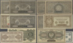 Poland: Lot with 6 Banknotes of the 1920's issue comprising 10.000 Marek Polskich 1922 P.32 (VF+), 50.000 Marek Polskich 1922 P.33 (XF), 100.000 Marek...