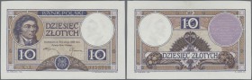 Poland: 10 Zlotych 1919 (1924), P.54, extraordinary rare note in almost perfect condition with a tiny dint at lower right, previously mounted on back ...