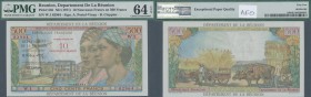 Réunion: 10 NF on 500 Francs ND(1971) P. 54b, condition: PMG graded 64 Choice UNC EPQ.