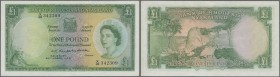 Rhodesia & Nyasaland: 1 Pound 1959 P. 21a, center fold and light handling in paper, but still very crisp and original colored in condition: XF.
