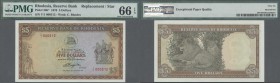 Rhodesia: 5 Dollars 1978 with watermark C.Rhodes and replacement series with serial letter ”Y/1”, P.36b in perfect condition, PMG graded 66 Gem Uncirc...
