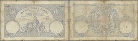 Romania: Banca Naţională a României 20 Lei January 23rd 1908, P.16 in almost well worn condition with small repaired and restored parts, lightly stain...