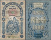 Russia: 5 Rubles 1898 with signature Timashev & Brut, P.3b, nice looking note with still crisp paper without tears or holes, but slightly yellowed pap...
