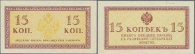 Russia: 15 Kopeks ND(1915), P.29 in almost perfect condition with a few minor creases at upper margin. Condition: aUNC