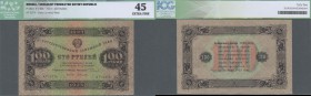 Russia: 100 Rubles 1923, P.168, excellent condition with a few minor creases at lower right corner, ICG graded 45 Extra Fine