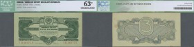 Russia: 3 Rubles 1934, P.209, excellent condition with some stains at right and lower margin, ICG graded 63 Uncirculated