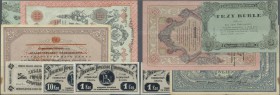 Russia: Set with 6 Banknotes comprising 25 Rubles ND(1918) North Russia Archangelsk P.S108 (F), 10 Rubles North Russia 1918 P.S140 (XF), 3 Rubles Mogi...