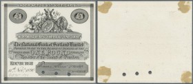 Scotland: The National Bank of Scotland Limited 1 Pound 1890 Proof P. 236p, printed on card, pencil annotation at lower left, 3 cancellation holes, tr...