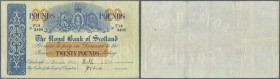Scotland: The Royal Bank of Scotland 20 Pounds 1952 P. 319c, seldom seen higher denomination, folded vertically and horizontally, creases in paper but...