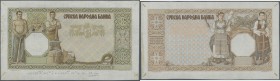 Serbia: Front and backside proof for a not issued 1000-Dinara-note ND(1943), P.NL in excellent condition, just a soft vertical bend at center and tiny...