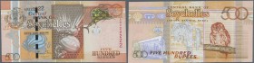 Seychelles: 500 Rupees 2011, P.45 with solid Number AD 222222 UNC