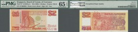 Singapore: interesting set of 3 notes 2 Dollars ND(1990) P. 27 from the same series ”EC” with interesting low serial numbers #000088, #000888 and #008...