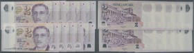 Singapore: set of 25 pcs 2 Dollars ND(1999) P. 38, all with special numbers, very rare, containing #5GQ000001 to 10, 000088, 000888, 008888, 088888, 1...