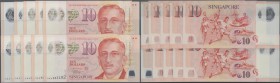 Singapore: Set with 10 Banknotes 10 Dollars 2004-2016, P.48a, all with prefix 9AA in UNC condition (10 pcs.)