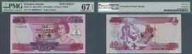 Solomon Islands: 10 Dollars ND(1977) TDLR Specimen, P.7s with serial A/1 000000 PMG 67 Superb GEM UNC EPQ