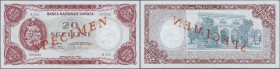 Somalia: Banca Nazionale Somala 20 Scellini 1962 SPECIMEN, P.3s with a tiny dint at lower right corner, otherwise perfect: aUNC