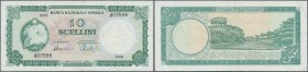 Somalia: Banca Nazionale Somala 10 Scellini 1968, P.10, vertically folded, some other minor creases and a few spots. Condition: VF