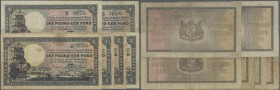South Africa: set of 6 notes 1 Pound P. 84 with different dates 1931, 1933, 1943, 3x 1946, all used with several folds and creases, border tears possi...
