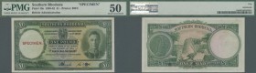Southern Rhodesia: 1 Pound 1944 SPECIMEN, P.10s, some minor spots on front and back, PMG graded 50 About Uncirculated