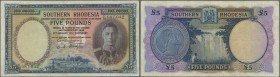 Southern Rhodesia: 5 Pounds January 15th 1952, P.11g, several folds and creases and lightly toned paper with a few minor spots. Condition: F+