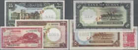 Sudan: set of 3 SPECIMEN banknotes containing 25 Piastres, 5 and 10 Pounds P. 9bs, 6s, 10as, all in condition: UNC. (3 pcs)