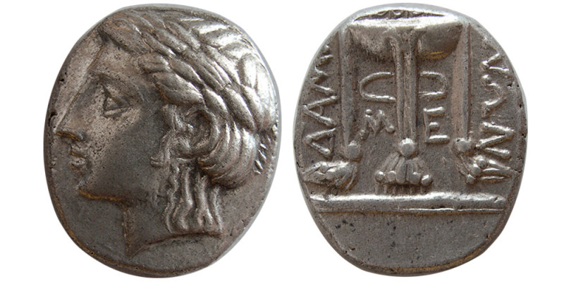 ILLYRO-PAEONIA Region, Damastion. Ca. 380-360 BC. AR Stater (9.58 gm; 22 mm). La...
