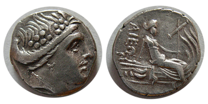 EUBOIA, Histiaia. 3rd-2nd centuries BC. AR Tetrobol (1.33 gm; 11 mm). Wreathed h...