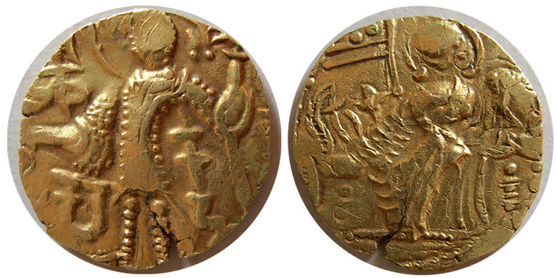 KIDARITE HUNS, Kidara. ca. AD 350-390. Gold Dinar (7.89 gm; 23 mm). Gandhara. Ku...