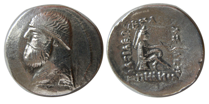 KINGS of PARTHIA. Mithradates II. 121-91 BC. AR Drachm (3.63 gm; 21 mm). Barbari...