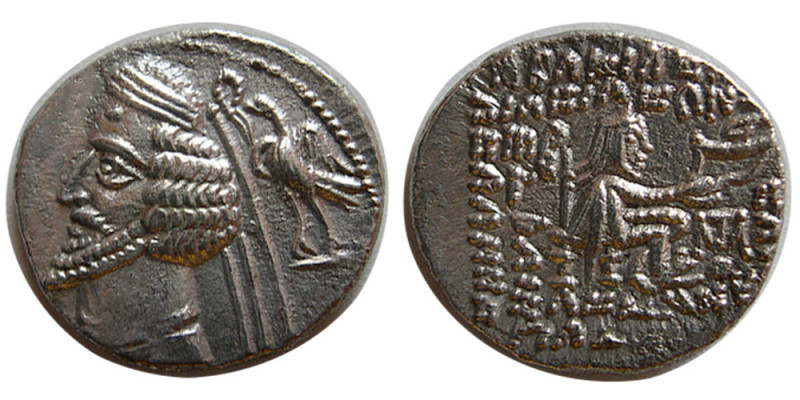 KINGS of PARTHIA. Phraates IV 38/7-2 BC. AR Drachm (3.52 gm; 19 mm). Mithradatka...