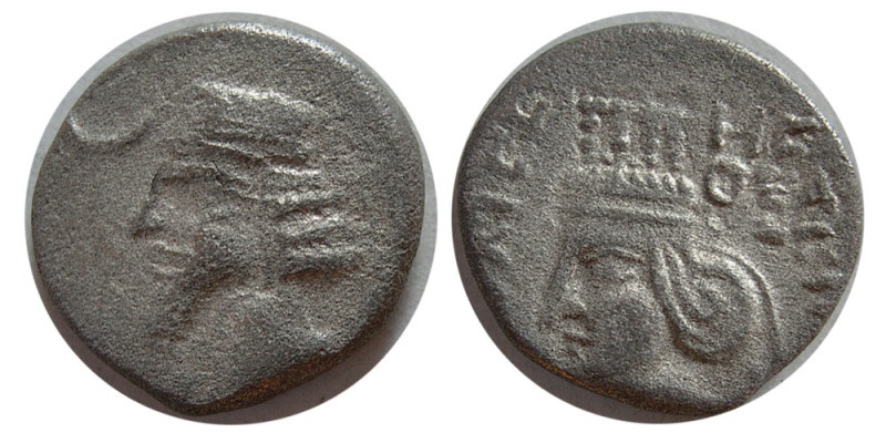 KINGS of PARTHIA. Phraatakes with Musa. 2 BC.- AD. 4/5. Billon Drachm (3.53 gm; ...