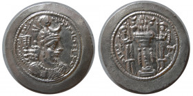 SASANIAN KINGS. Yazdgard I, AD. 399-420. AR Drachm. "KR" (Kerman) mint.