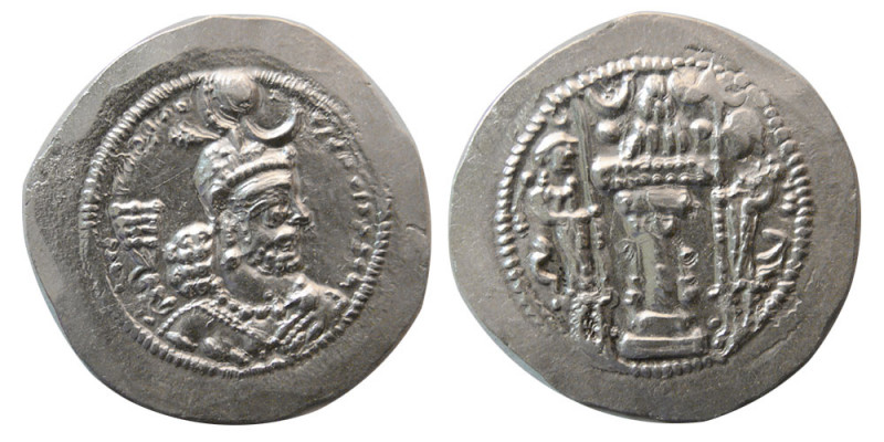 SASANIAN KINGS. Yazdgard I. AD. 399-420. AR Drachm (4.20 gm; 29 mm). AWH (Ahwaz)...