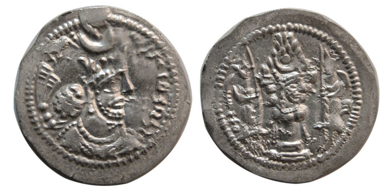 SASANIAN KINGS. Varahran (Bahram) V. AD. 420-438. AR Drachm (4.18 gm; 28 mm). LY...