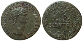 ROMAN EMPIRE; Claudius. Circa AD. 41/42. Æ Sestertius. Rare.