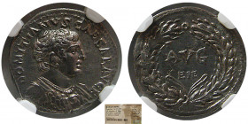 ROMAN EMPIRE. Domitian, as Caesar.  AR Denarius. NGC-AU. Rare.