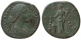 ROMAN EMPIRE; Lucilla, wife of Lucius Verus.  Æ Sestertius. Very rare.