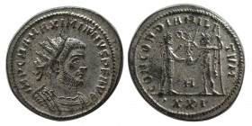 ROMAN EMPIRE. Maximinus Herculius. Æ Silvered Antoninianus