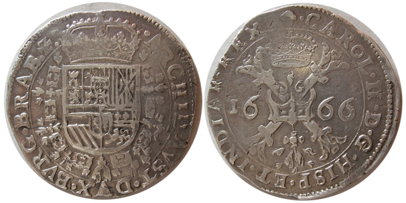 SPANISH NETHERLANDS, Brabant. Patagon 1666(Brussels). (27.87 gm; 42 mm). Antwerp...