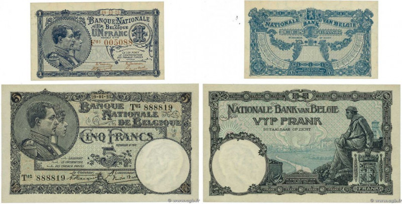 Country : BELGIUM 
Face Value : 1 et 5 Francs Lot 
Date : 1920-1923 
Period/Prov...