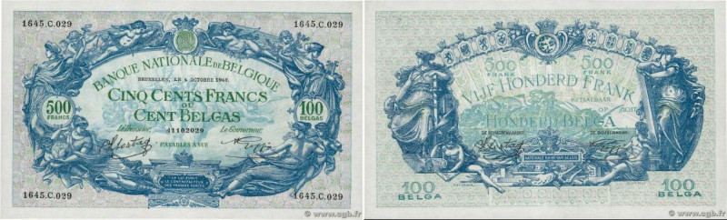 Country : BELGIUM 
Face Value : 500 Francs - 100 Belgas  
Date : 04 octobre 1943...