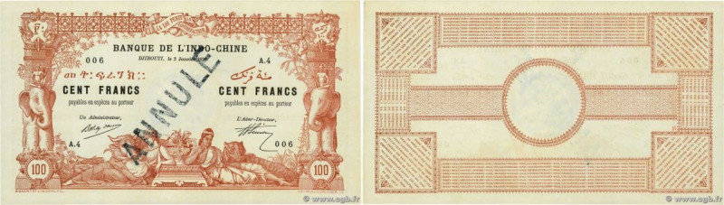 Country : DJIBOUTI 
Face Value : 100 Francs Spécimen 
Date : 2 janvier 1920 
Per...